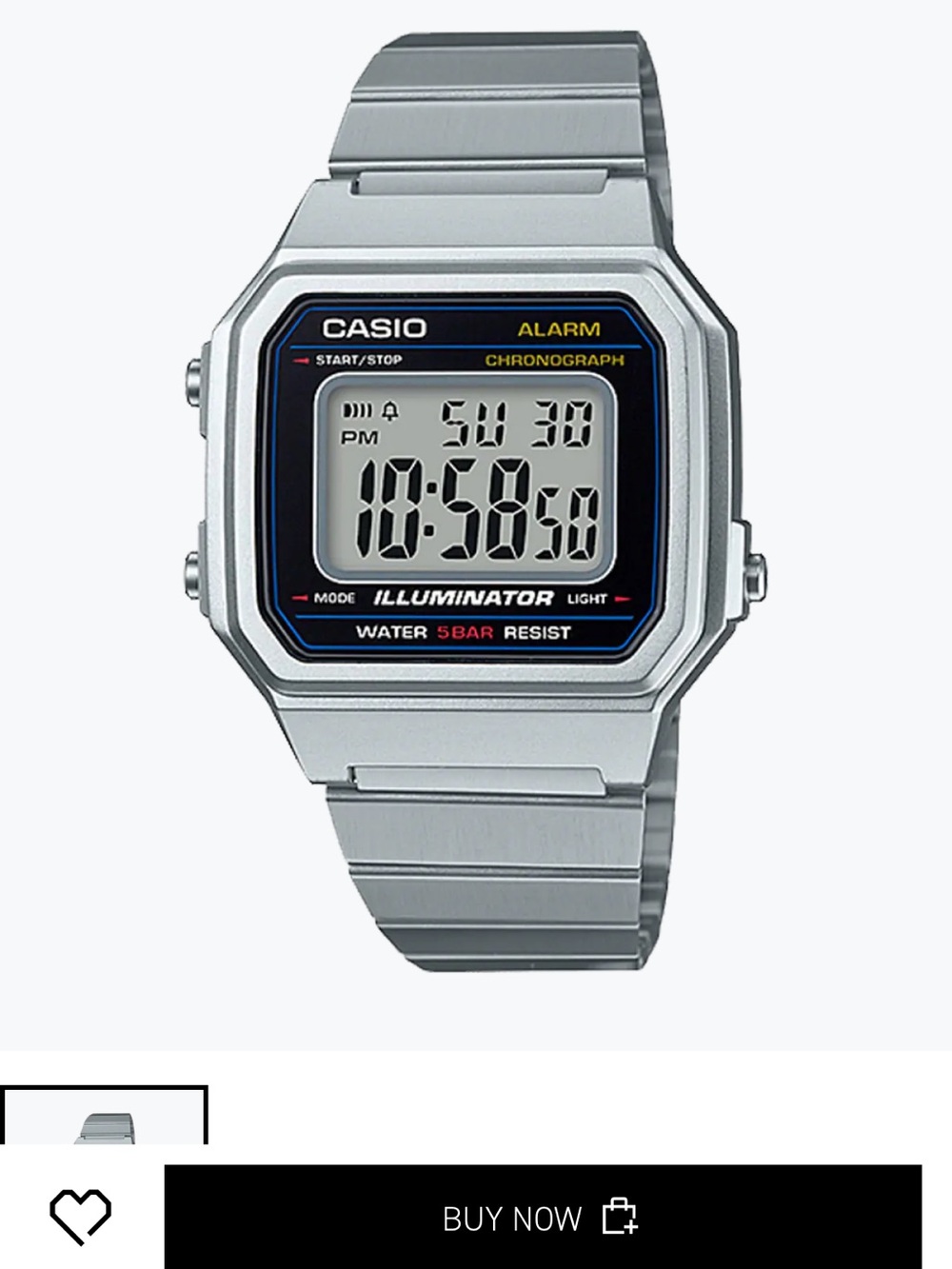Casio Silver Digital Illuminator Watch B650W-3454